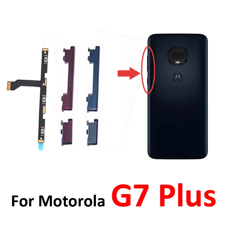 

Phone Power Volume Button For Motorola Moto G7 Plus New On Off Up Down External Side Key Internal Flex Cable Parts