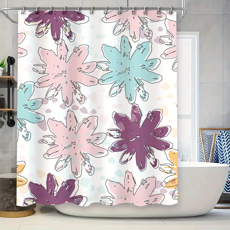 

Красочная занавеска для душа с цветочным принтом, водонепроницаемая ткань, декор для ванной комнаты, украшение дома, защита конфиденциальности, брызги воды, коврик для ванной, чехол W