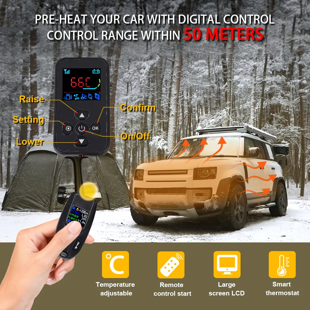 12V 5KW Air Heater Diesel Gasoline Dual Mode Universal Parking Heater Remote Control For Motor Trucks Fuel Liquid Heater