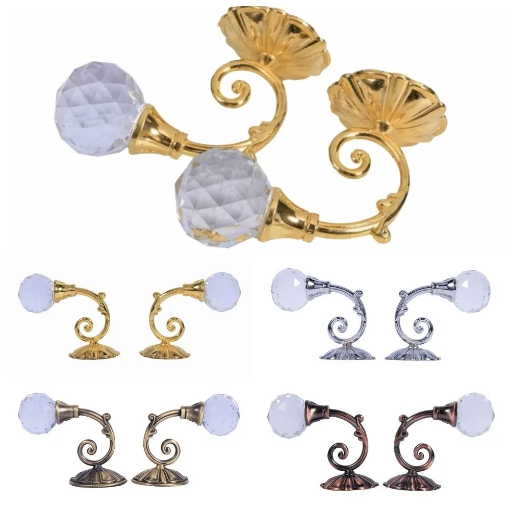 

2 PCS Aluminum Crystal Curtain Hook Colorful Wall Mounted Curtain Holdback Decorative Multi-functional Shower Curtain Hook