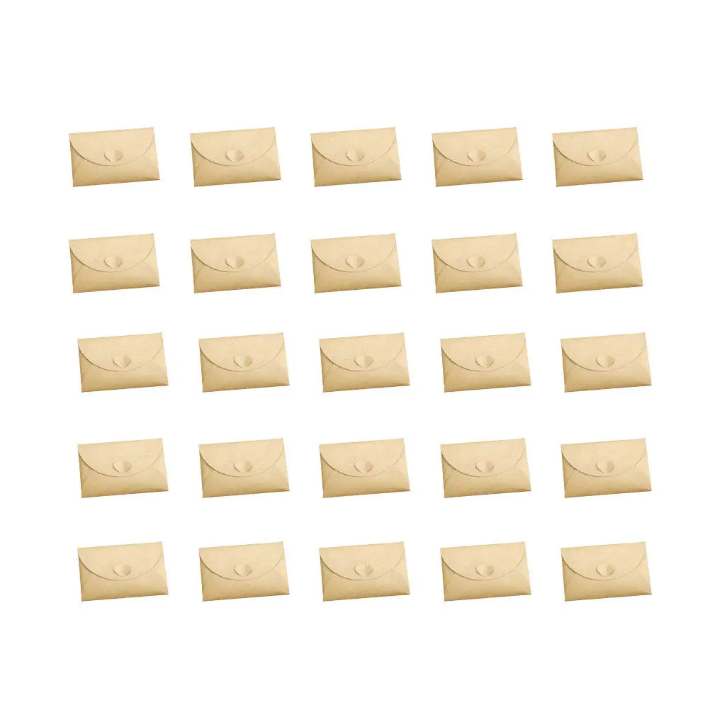 

100 шт. винтажных конвертов из крафт-бумаги с застежкой-сердечком, пустые, многофункциональные, для хранения открыток и визиток