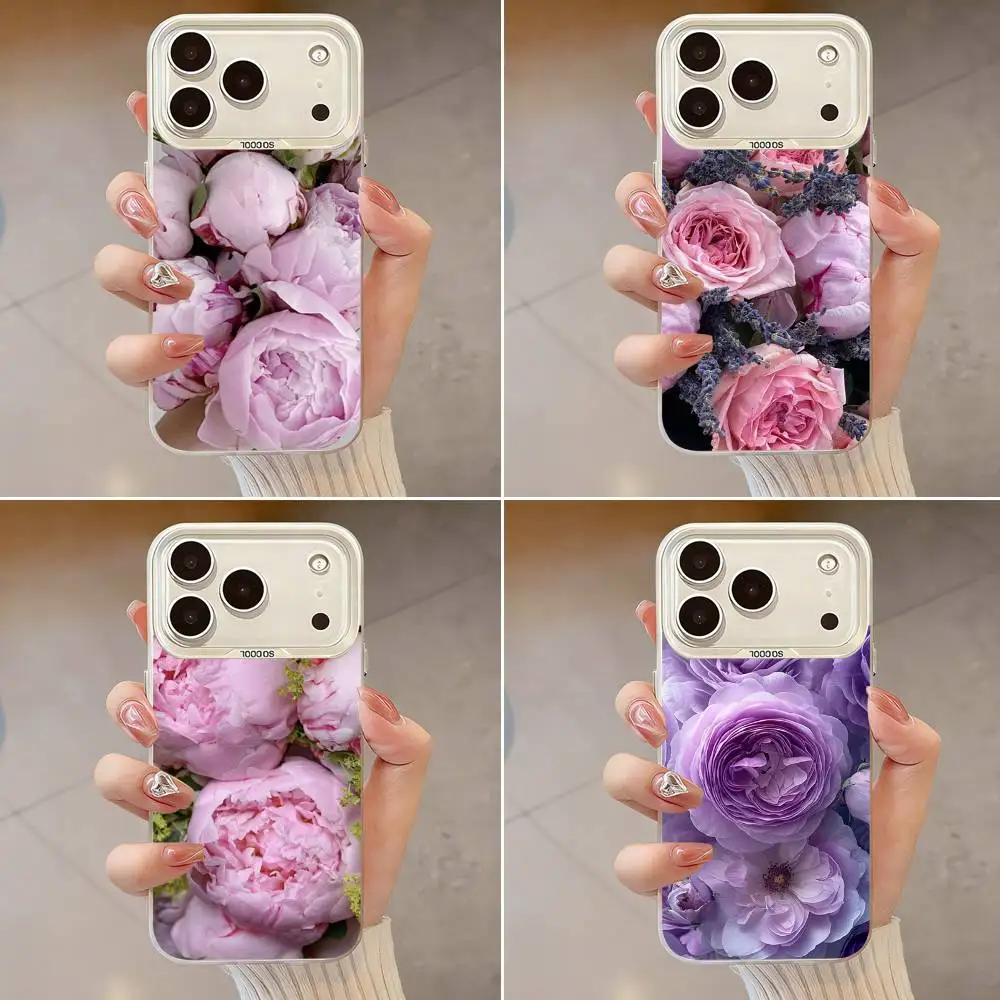 

Purple Art Peony Painting Phone Case For iPhone 17,16,13,12,X,11,15,14,Pro,Max,Plus,SE4,Air,Mini White IMD HD Matte