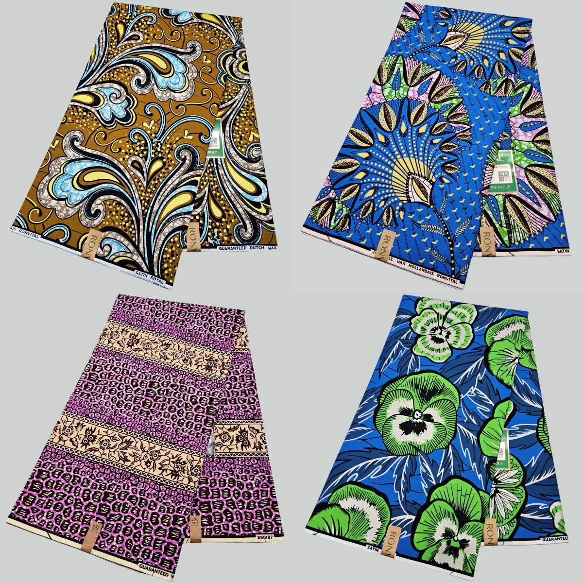 

46 дюймов * 6 ярдов, 4 узора, африканская хлопковая восковая ткань в стиле батик с принтом, ткань для шитья одежды, брюк, подушка для дивана, материал «сделай сам», R2252