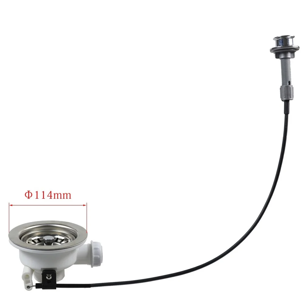 Stainless Steel Console Drain Strainer with Lift Lever and Rotational Seal Mechanism Compatible with Common Sink Cutout Sizes