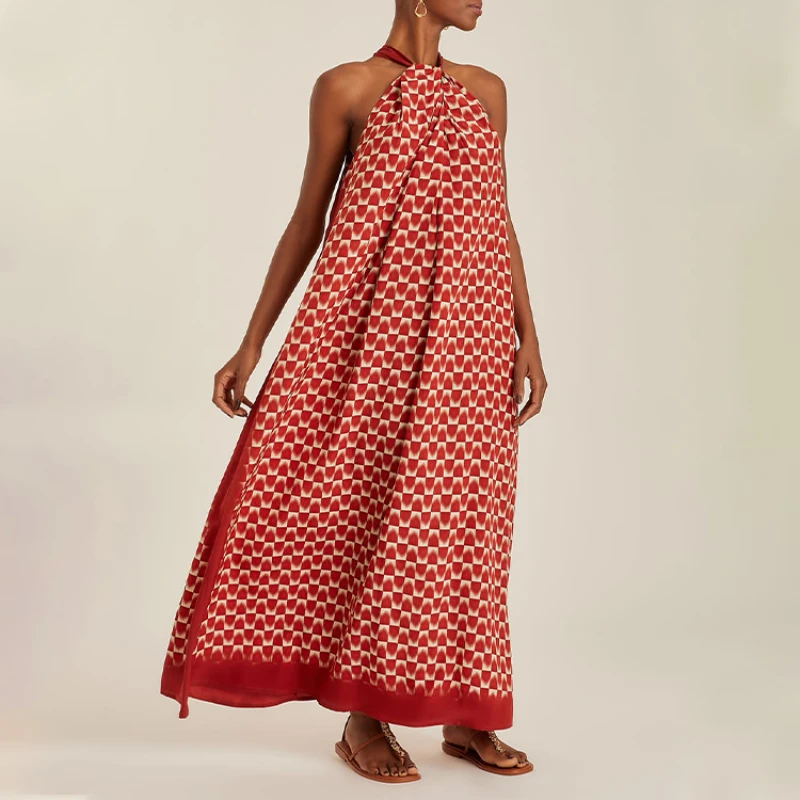 

Flaxmaker 2025 Summer Sexy Off Shoulder Printed Maxi Dress Women Vintage Printed Party Dresses Femme Long Robe