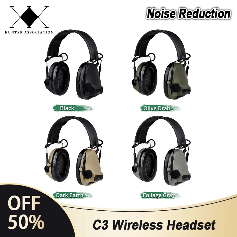 

WADSN C3 COM III Tactical Wireless Headset Active Pickup Noise Canceling NO Microphone For Outdoor Hunting Hearing Protection