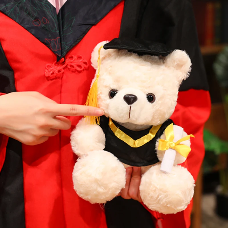 25cm Cute Dr Bear Doll Graduation Teddy Bear Ornaments, with Cap and Gown, for Kindergarten, School Graduation Gift, Party Favor view 4