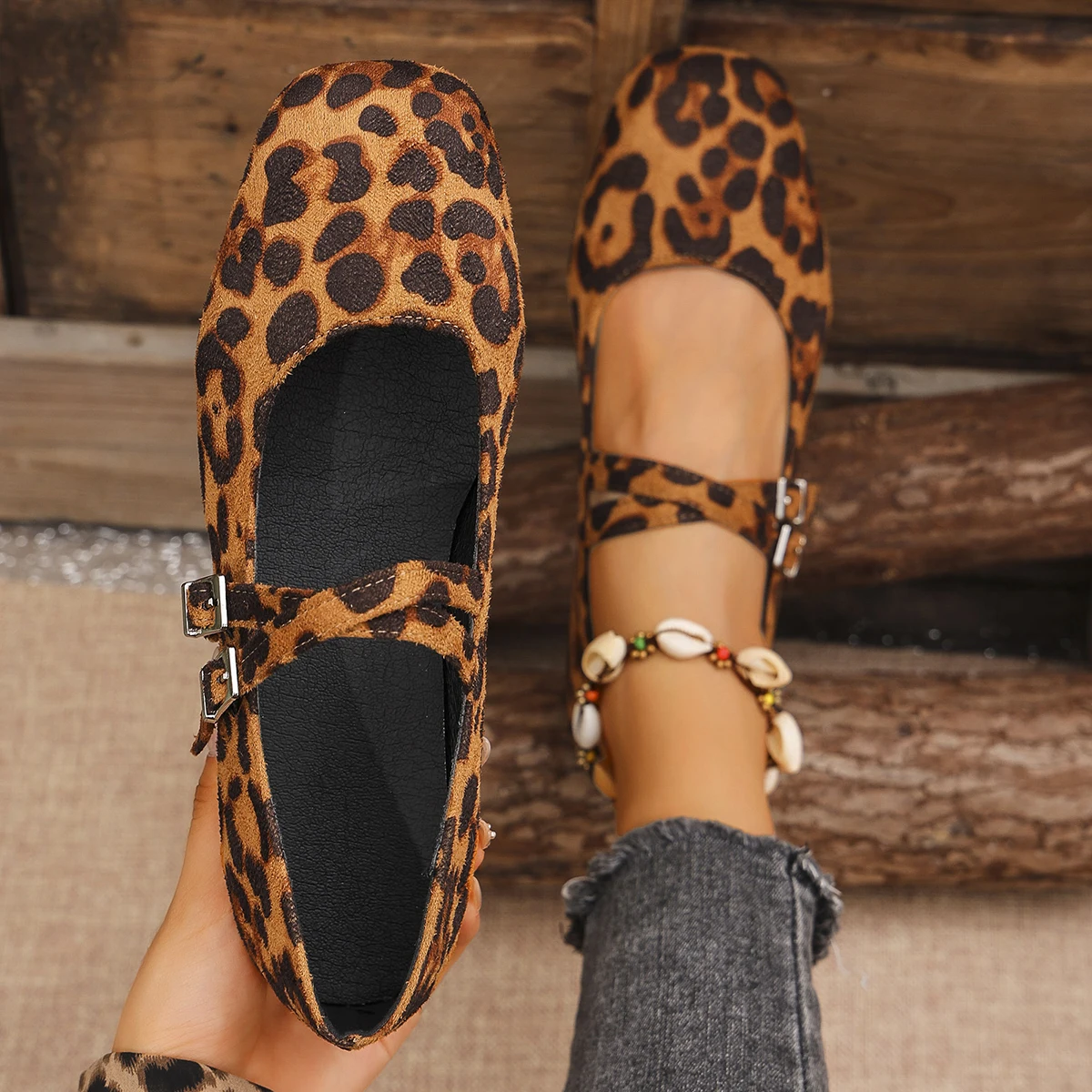 Women Flats new Ballet Flat Mary Jane Shoes for Women Leopard Print Comfortable Soft Flat Loafers Shoes Women Zapatos De Mujer