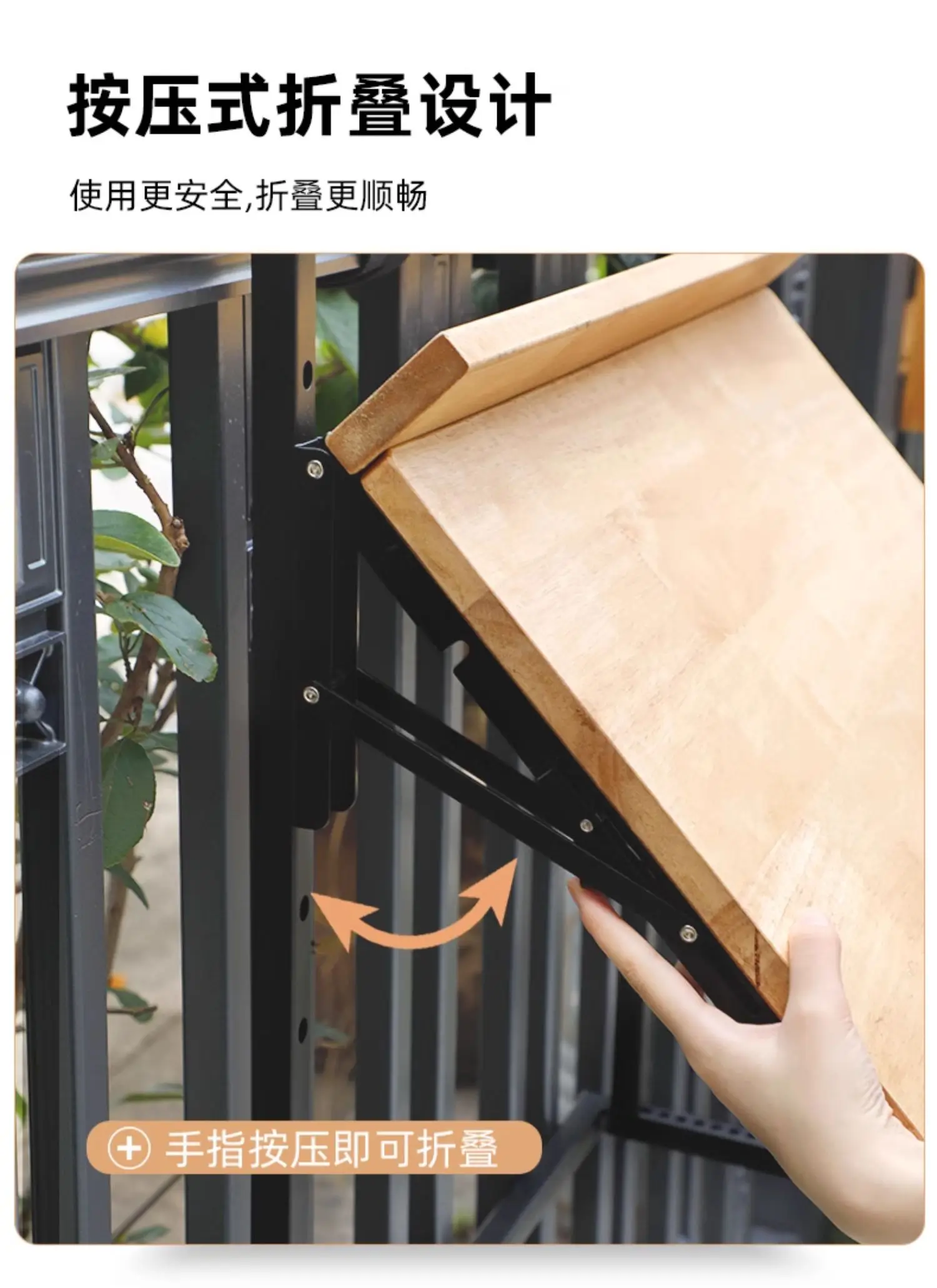 Foldable Balcony Bar Table Teak Wood Hanging Breakfast Counter Sturdy Railing Laptop Desktop Save Space Island Tea Stand