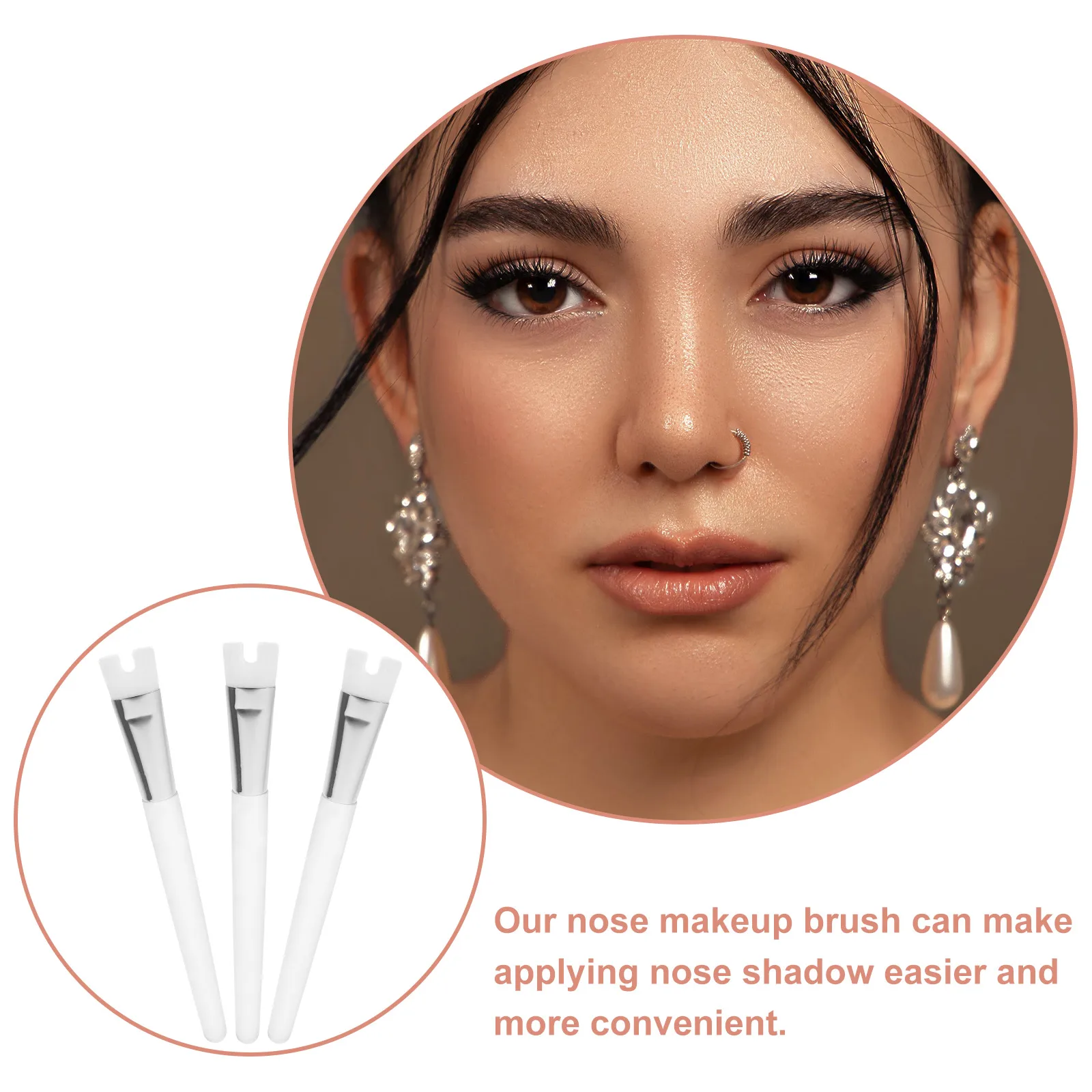 

3 Pcs Nose Shadow Highlighter Brush Makeup Brushes Portable Contour Nylon for Women