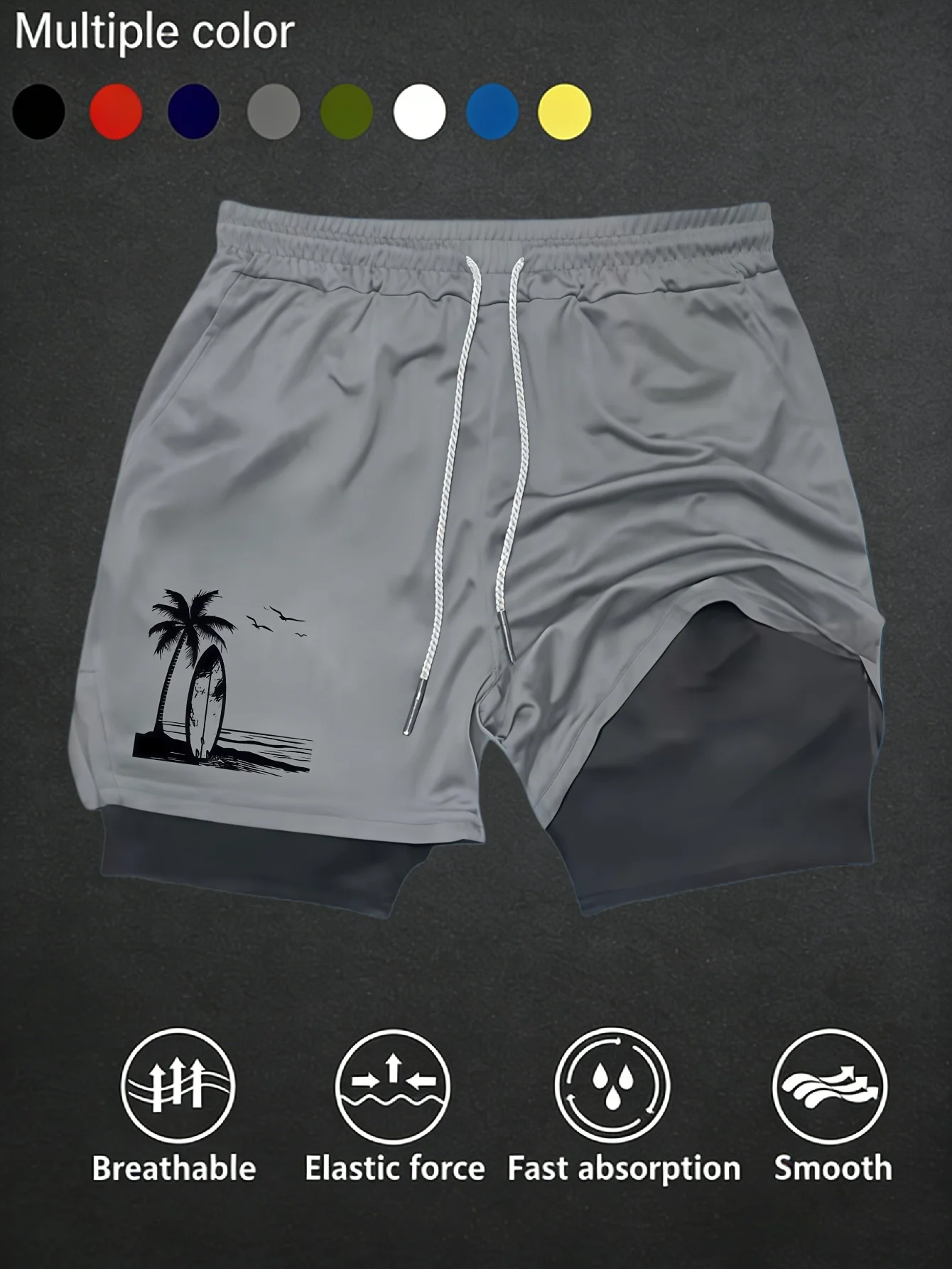 Y2K Performance Shorts Men r Printed GYM Casual Sports Compression Shorts Workout Running Mesh 2 In 1 Sport Short Pants