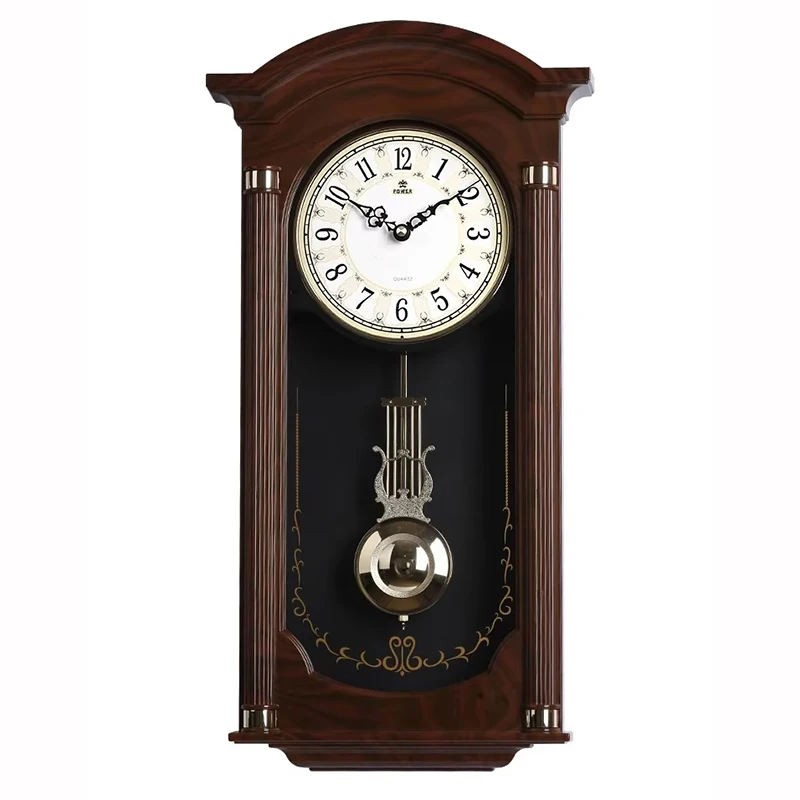 Retro Wall Clock Large Living Room Clocks Pendulum Mechanism Silent Luxury Watches Elegant Room Ornaments Decoration for Bedroom