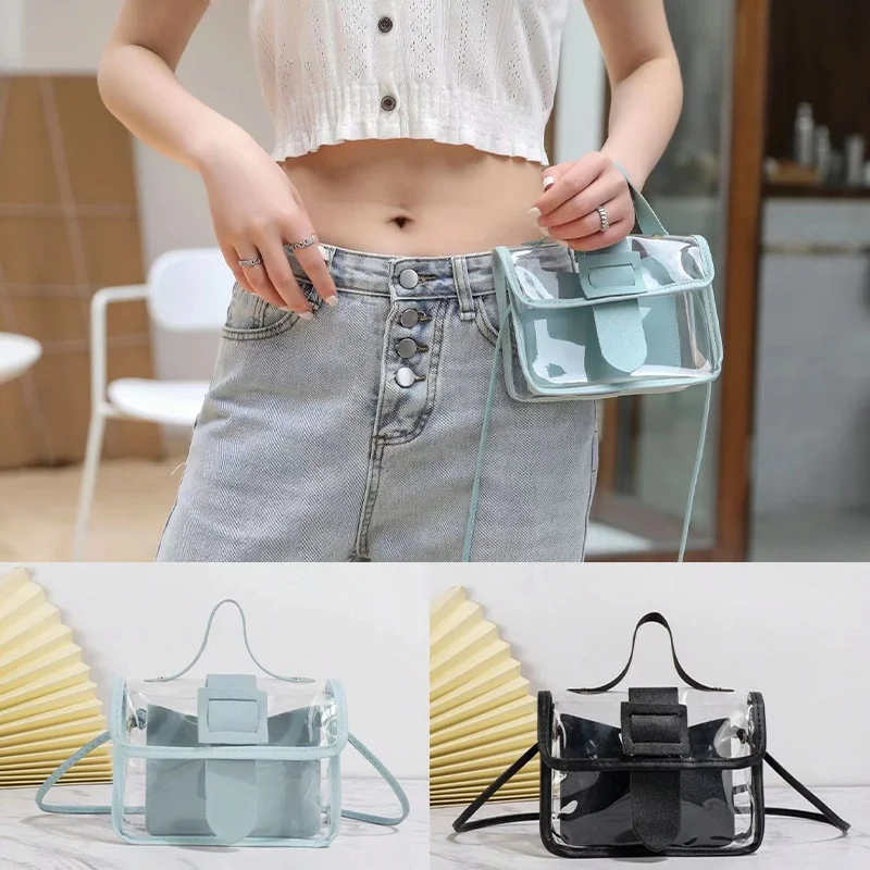 Handbag Woman Bag with Adjustable Shoulder Strap Stadium Approved PVC Clear Purse Bag Clear Messenger Bag  Handbags for Women