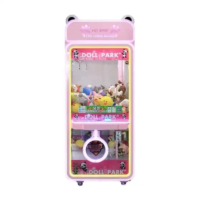 High quality fully transparent cartoon doll vending machine shopping mall coin operated claw crane machine for sale