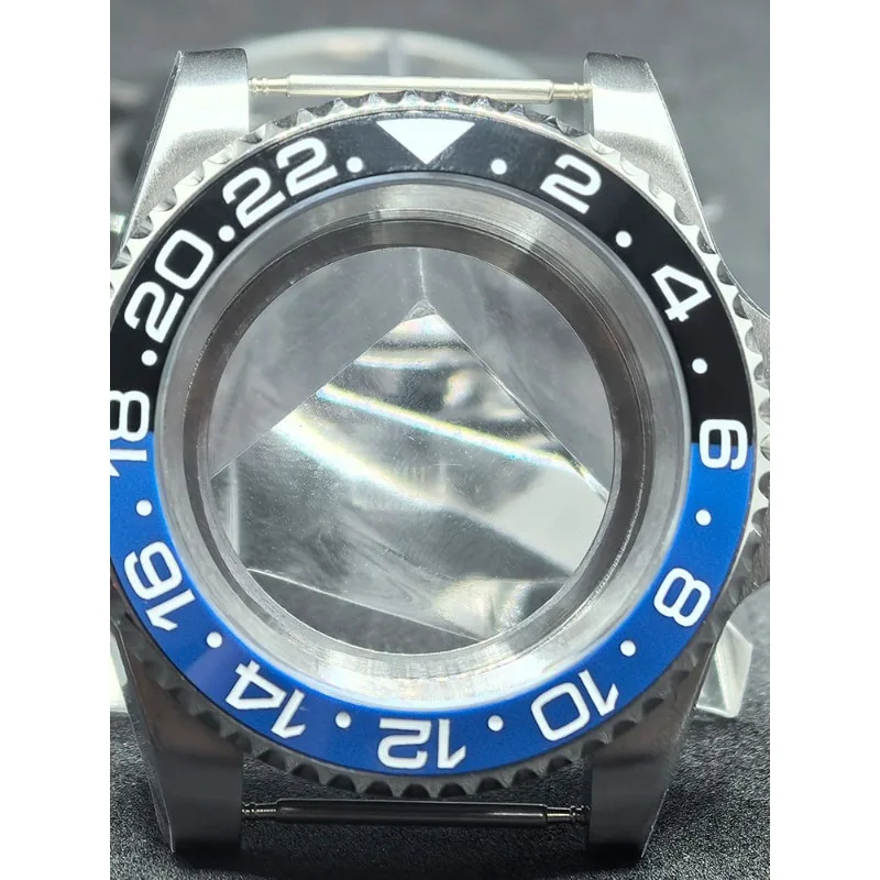 Stainless steel see-through flat mirror for GMT ring case 40mm for NH35/NH36 movement modification accessories