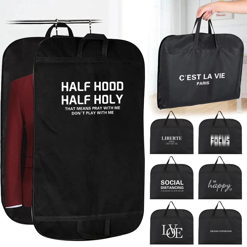 

Dust Cover Clothing Hanging Protective Bag Text Letter Print Dustproof Clothes Cover Moisture-Proof Garment Business Attire Bag