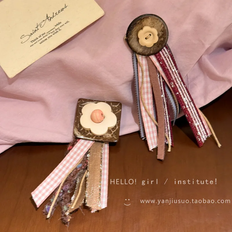 Retro Contrasting Color Flower Fringe Pin - Sweet and Cute Flower Headpiece Accessory