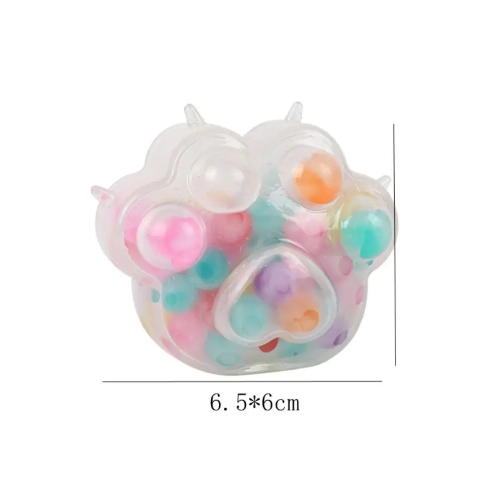 Perles arc-en-ciel en forme de patte de chat pour adultes et enfants, boule de réduction de pression, jouets à presser, spongieux, drôles, jouets à presser, cadeaux, 4 pièces