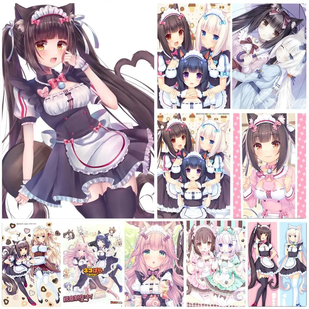 Póster de Anime N-Nekopara, adhesivo artístico autoadhesivo, papel impermeable, decoración de pared para cafetería, bar, habitación