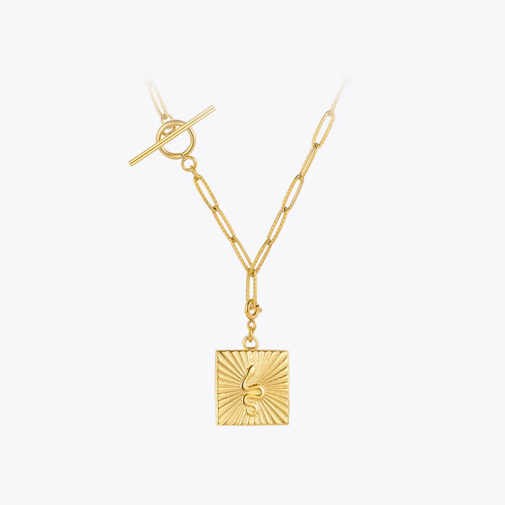 

ENFASHION Snake Square Necklaces For Women Fashion Jewelry Colar Feminino Gold Color Stainless Steel Necklace Halloween P213269