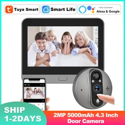 Tuya Smart 2.4G WIFI 5000mAh Deuroogcamera Infrarood Alexa Google Video-intercom Deurcamera voor thuisbeveiliging Volume aanpassen