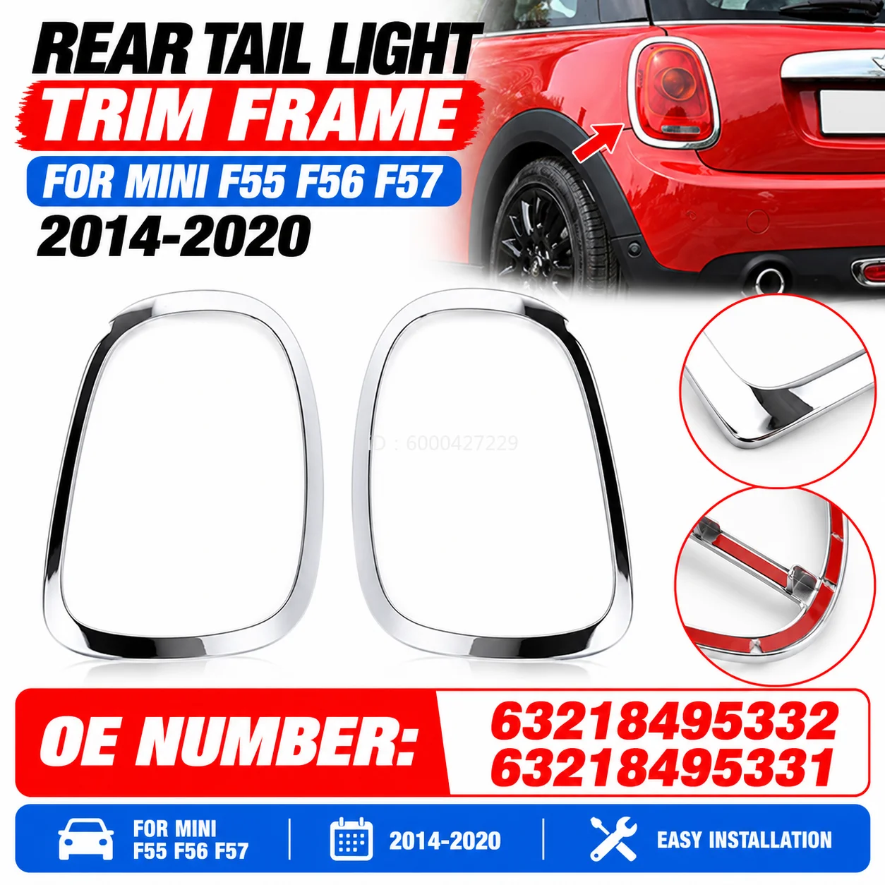 For Mini F55 F56 F57 2014-2020 Car Taillight Surround Trim Cover Car Accessories 63217464171 63217464172 63218495331 63218495332