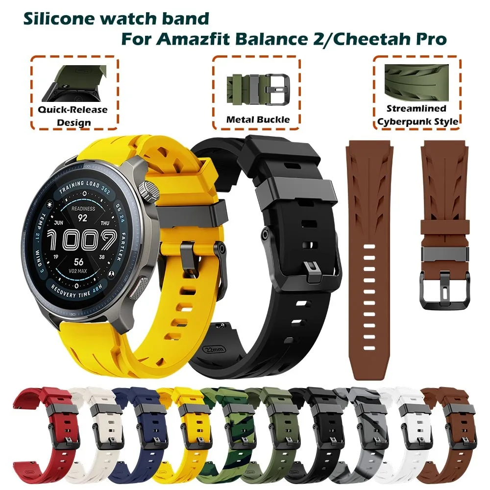 

Breathable Soft Silicone Business Strap for Amazfit Balance 2/Cheetah Pro Watch Strap Adjustable for Amazfit Balance 2 Strap