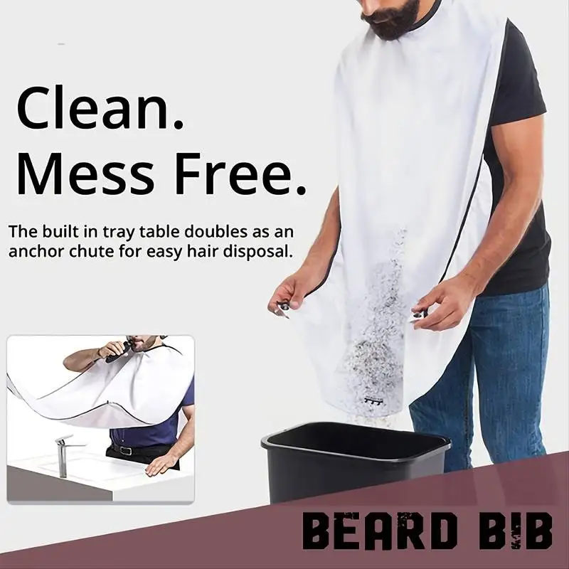 1Pcs Beard Apron Shave Shawl Cloth Waterproof Beard Bib with Strong Suction Cup-Non-Stick Shaving Cloth Kit for Men Cape C0029A