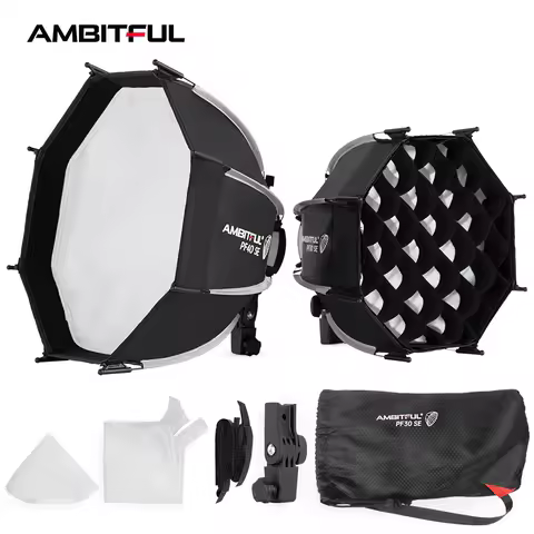 AMBITFUL PF30/PF40 30cm /40cm mini Speedlite Portable Octagon Umbrella Softbox + Honeycomb Grid Outdoor Flash SoftBox for V1