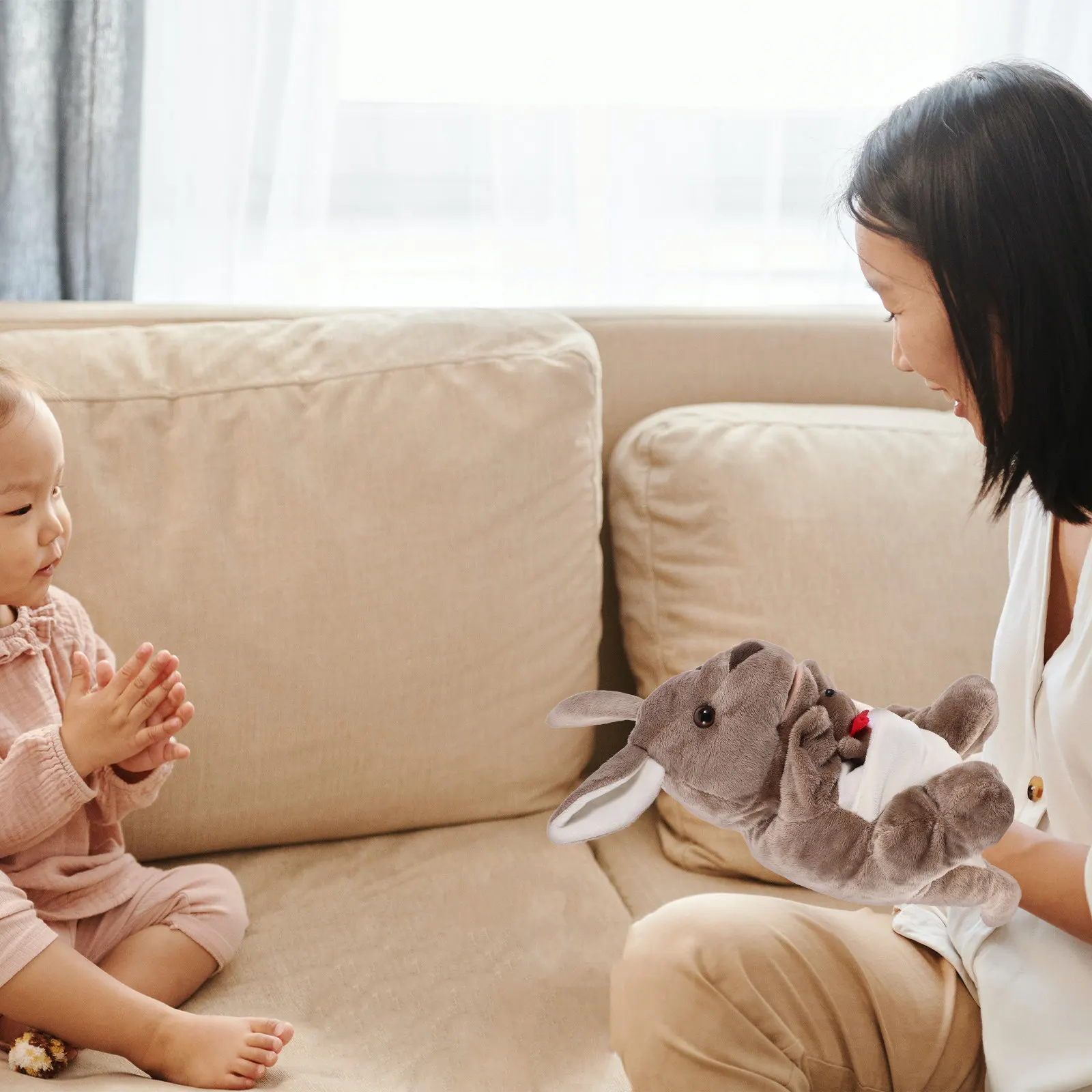 

Cartoon Animal Hand Puppet Soft PP Cotton Interactive Role Play Storytelling Puppet for Kids Parent Child Fun Bedtime