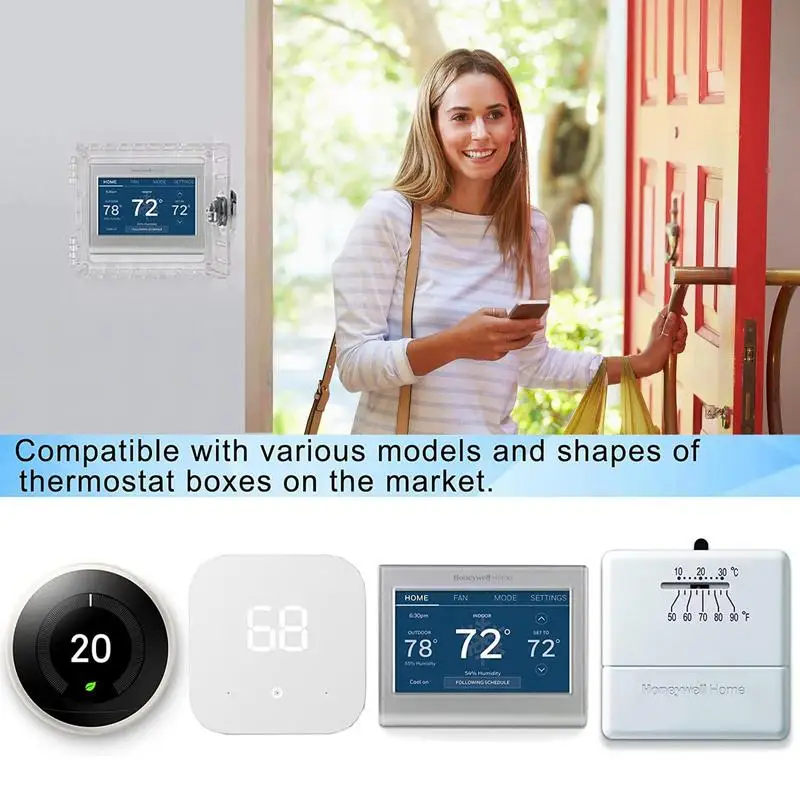 Thermostat Lock Box With Safety Lock Combination Lock Clear Box Universal Large Wall Mounted Thermostat Guard Protector Cover