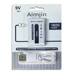 9V 1800mAH Rechargeable Lithium-ion Battery, USB Fast Charging Cable Device, Microphone Toy