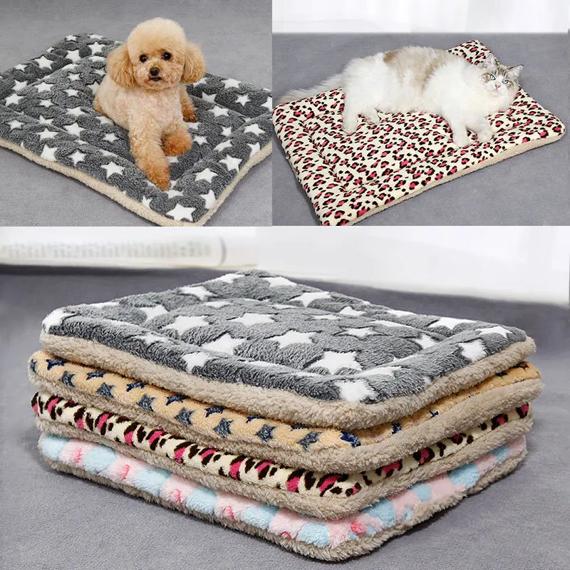 Pet Sleeping Pad Soft Flannel Thickened Pet Fur Pad Pet Blanket Mattress Dog Cat Sofa Pad Family Carpet Warm Dog Pillow