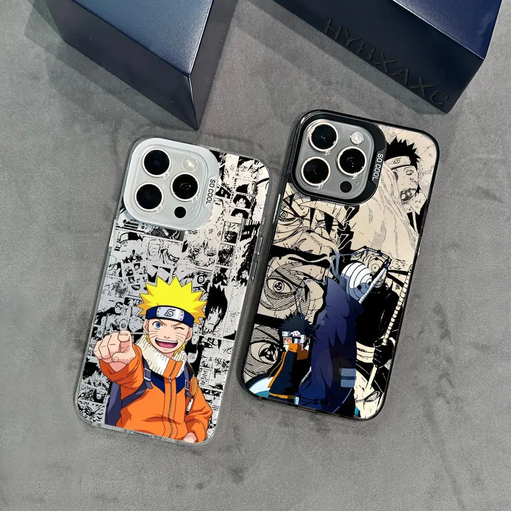 Naruto Uchiha Phone Case IMD FOR IPhone16 15 14 13 Pro Plus ProMAX Suitable Samsung Galaxy S24 23 22 ultra Silver Cover