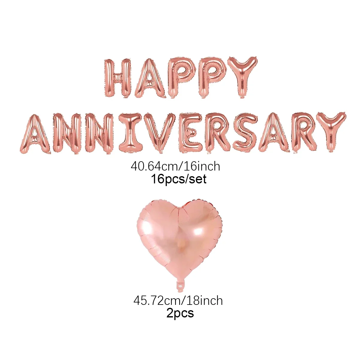 18 Stück Happy Anniversary dekorative Ballonbanner, für Valentinstag, Jahrestag, romantische Heimdekoration – Detail 10