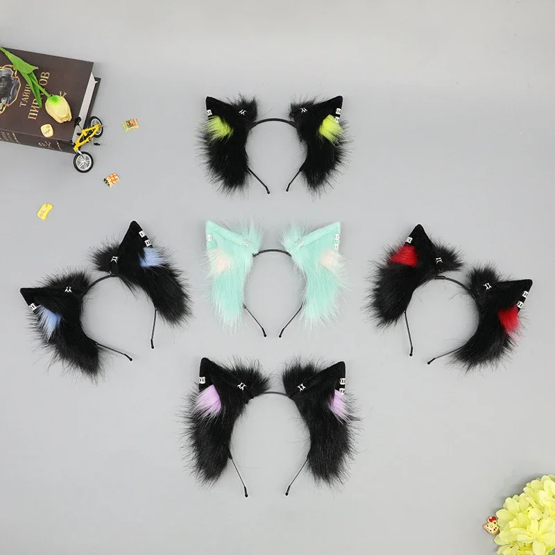 

New Lolita Faux Fur Cat Ear Headband Anime Costume Plush Hair Hoop for Music Festival Halloween Accessories Party Cosplay Props
