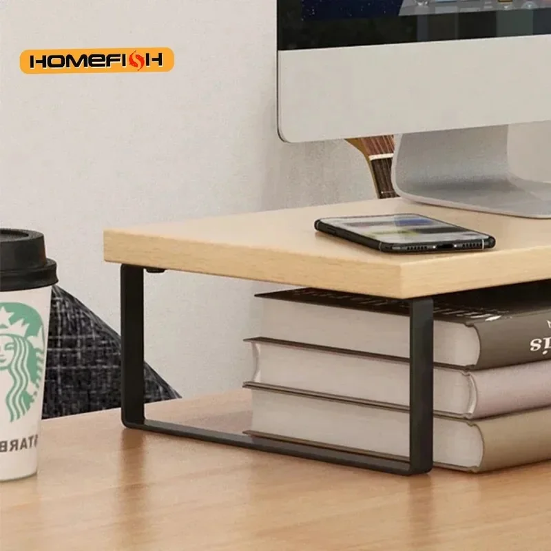Computer Monitor Riser Stand, Home Office Desktop Storage Shelf for Supplies