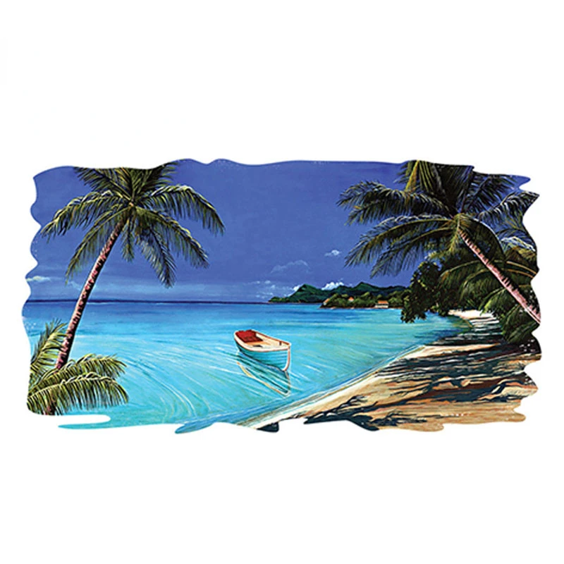 RV Trailer Motorhome Camper Decal Funny Beach Tropical Scene Ocean Graphic Sticker Styling