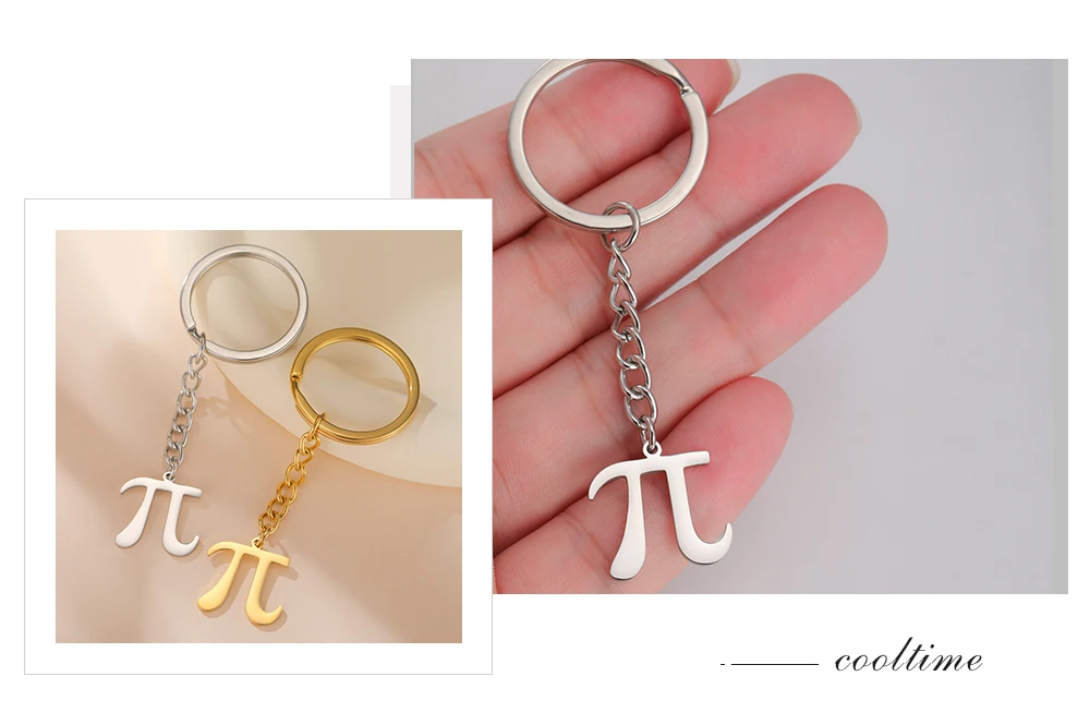 COOLTIME Mathematischer Pi-Symbol-Anhänger, Schlüsselanhänger, Edelstahl, 3.14, Mathe-Schild, Schlüsselanhänger, Schmuck, Geschenk für Mathe-Liebhaber, Lehrer – Detail 10