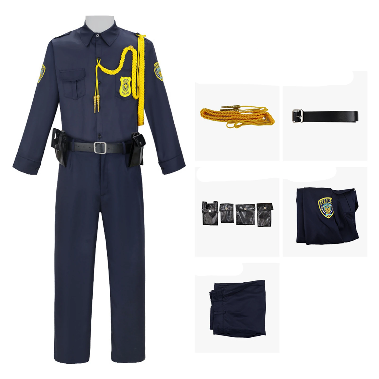 

Nick Wilde Cosplay Costume Anime Fox Officer Uniform with Belt Accessories for Adult Halloween Carnival Party Uniform