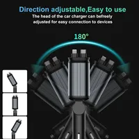 Super Fast Car Phone Charger 66W Car Phone Charger with Retractable Cables USB and Type-C Port 4 IN 1 Retractable Car Charger B1