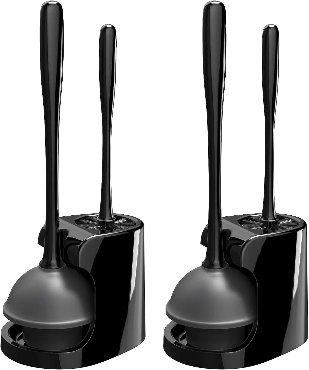 

Toilet Plunger and Bowl Brush Combo for Bathroom Cleaning, Black, 2 Sets - Efficient and Durable