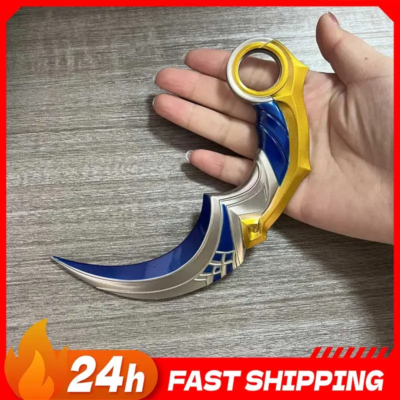 

16cm Celestial Fang with Holater Metal Model Game Valorant Melee Weaponry Peripherals Celestial Karambit Toys Claw Knife Safety