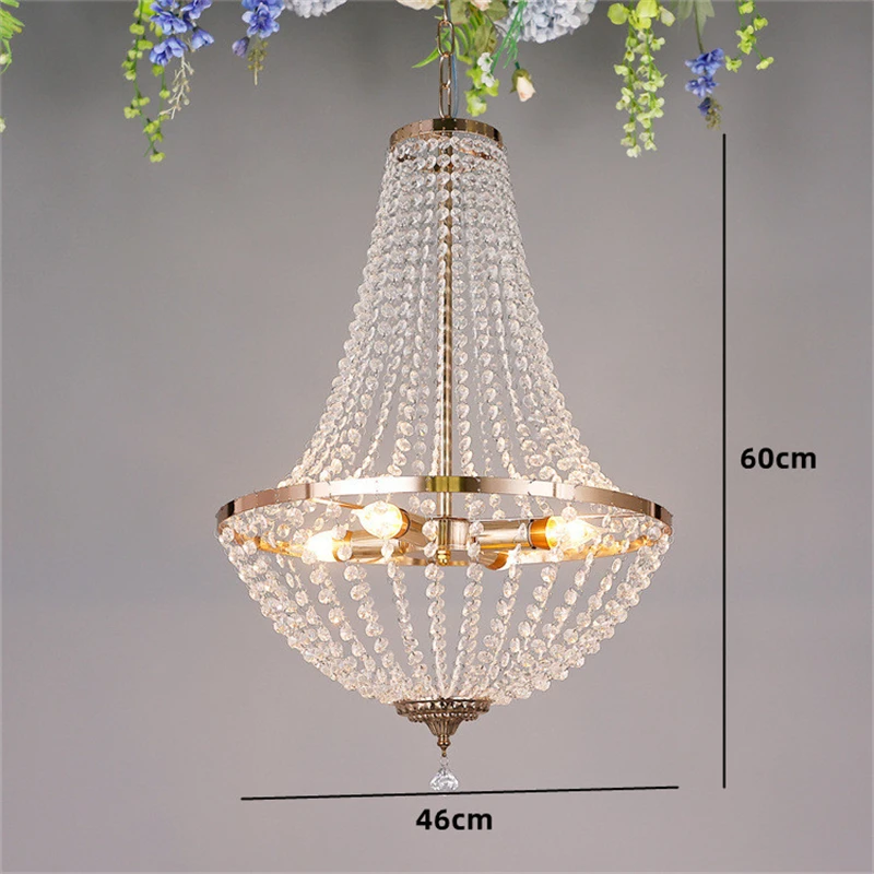 Modern Crystal Chandelier Retro Living Room Pendant Lighting Gold Finish Ceiling Light Fixture for Dining Room Foyer Bedroom