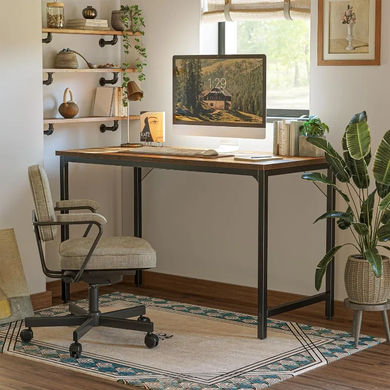 Computer Desk, 40 inch Home Office Writing Study Desk, Modern Simple Style, Basic Desk, Brown