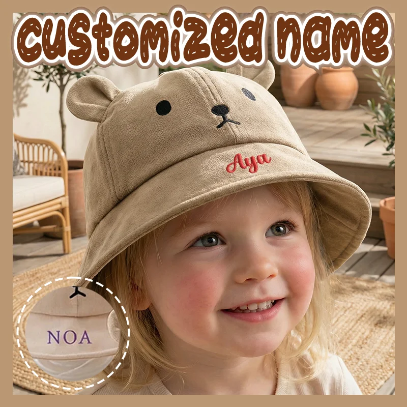 

Детская хлопковая панама с ушками и именной вышивкой, унисекс, для улицы, летняя, пляжная, подарок для детей