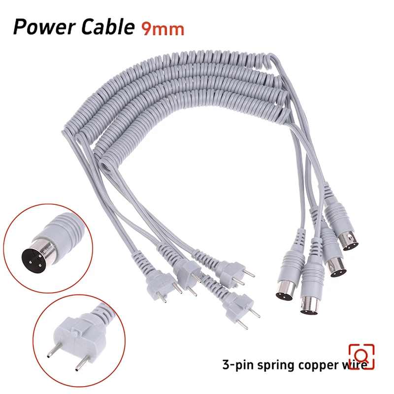 1.5M Grey 3-pin 9mm For Strong 210 204 90 105L 102L Nail Handle Power Cable Electric Manicure Drill Spring Wire