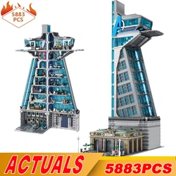 Creative Expert Super Heroes Modular Bricks Street Views Model With Light 55120 5883Pcs Heroes Tower Building Blocks Kids Gifts