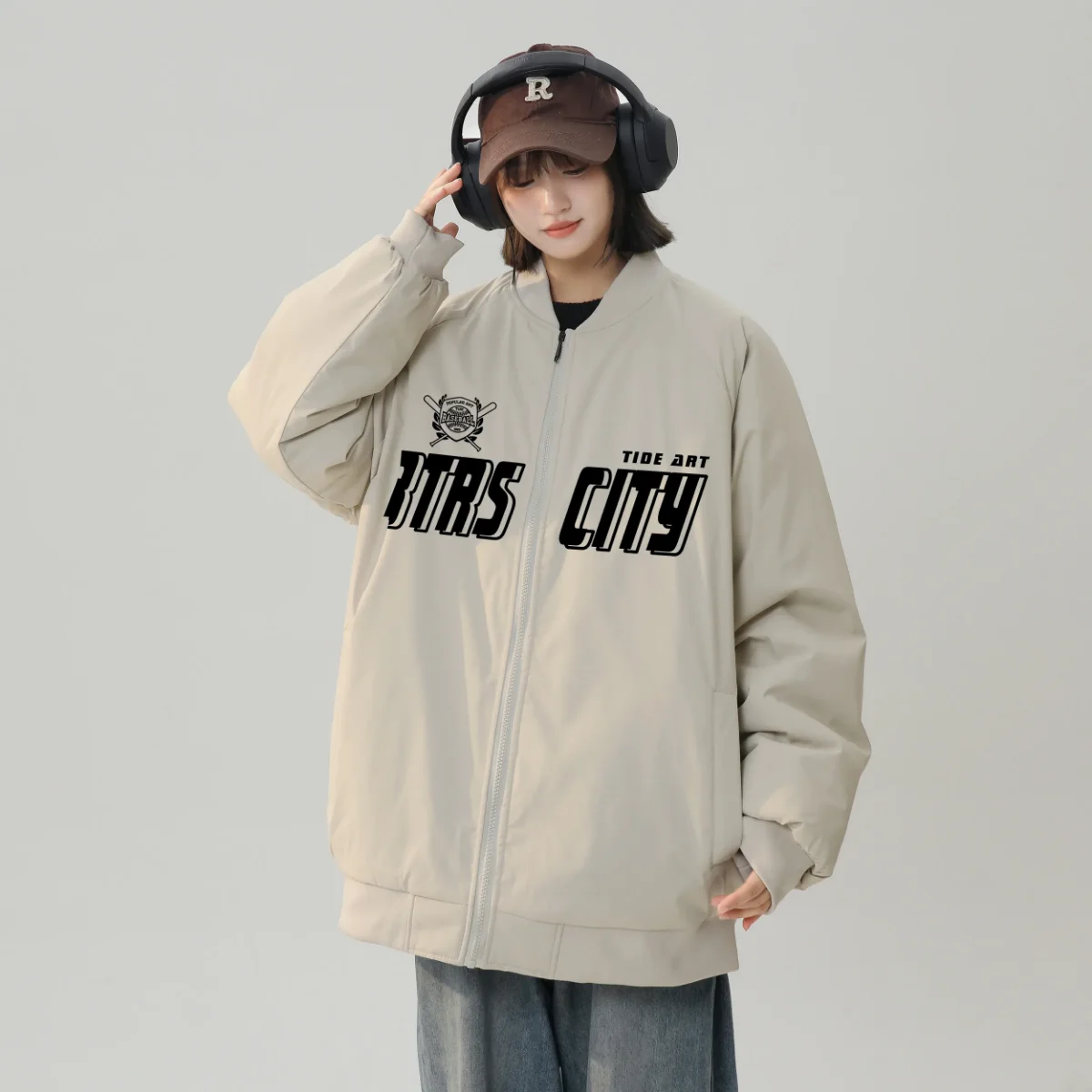 

American Sle Couple Jaet, весенне-осенний бейсбольный летный дэт с принтом, молодежная модная подставка, подходит для длинной свечи, застежка-молния