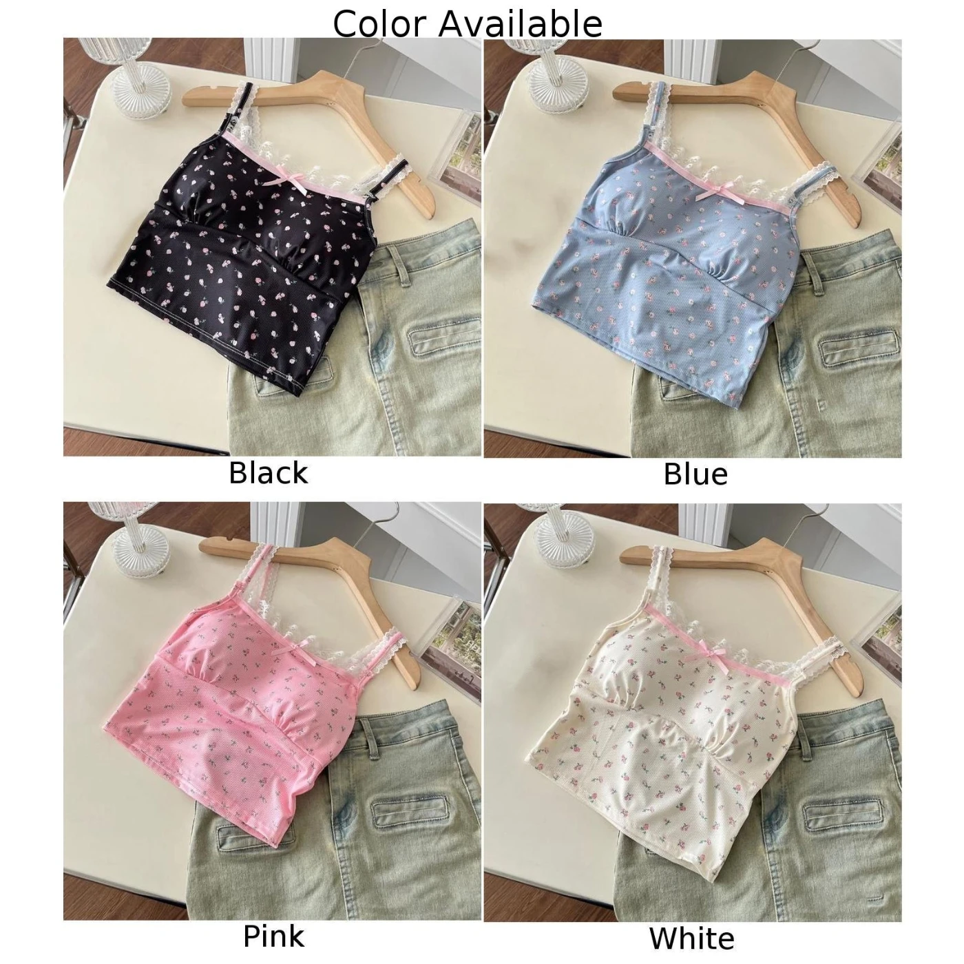 キャミソール休暇ベスト夏休みブルーハイストレッチ花柄キャミソール夏トップ通常の服の長さ